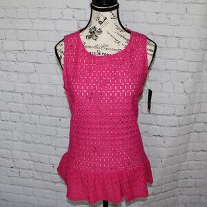Crown and Ivy, Hot Pink, tank with ruffle tier Size M